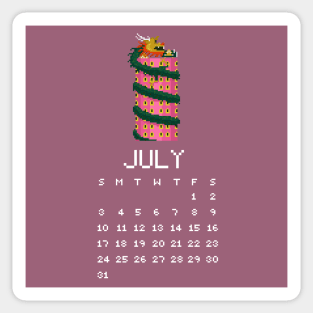 July 2022 Calendar Pixel Art Sticker